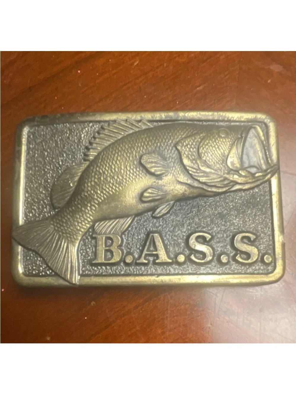 Vintage B.A.S.S. Brass Belt Buckle 80s Great American Buckle Co Chicago Fishing